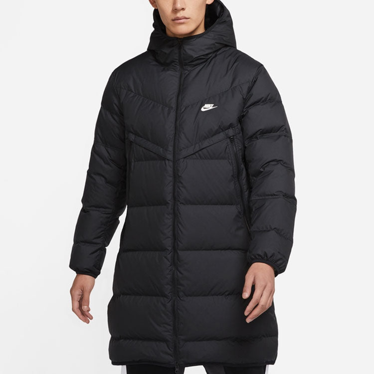 Nike Logo Mid-Length Sports Hooded Down Jacket Asia Sizing 'Black' DD6789-010