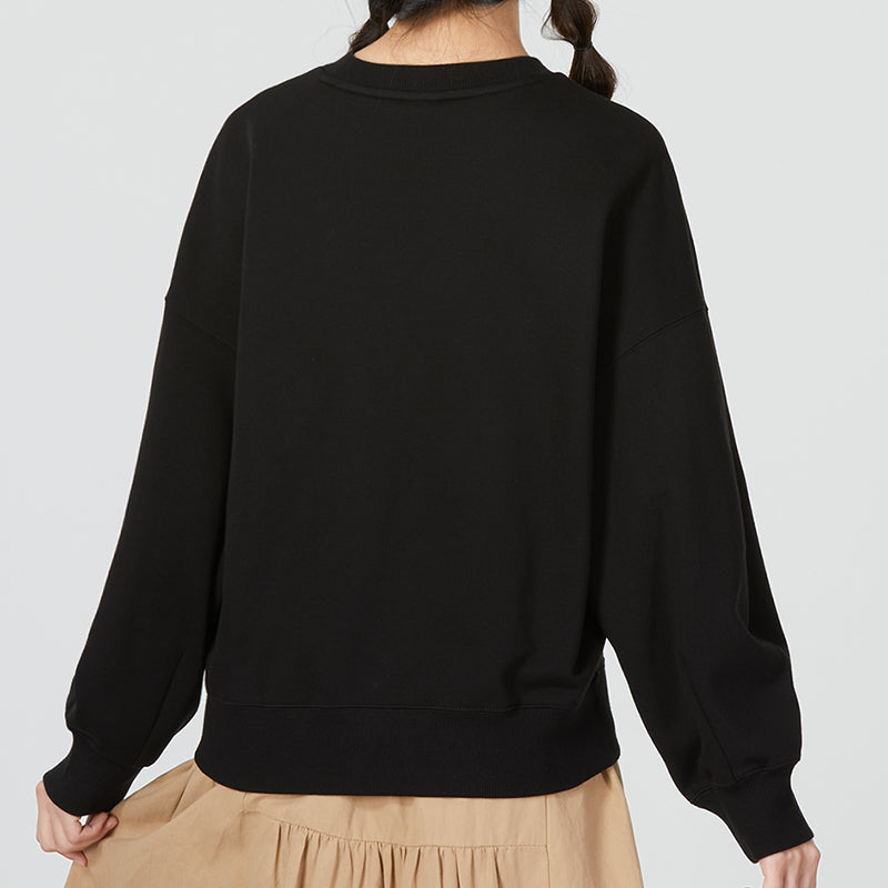 (WMNS) PUMA Better Classic Relaxed Crew 'Black' 673570-01