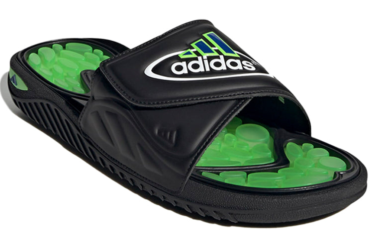 adidas Reptossage Slides Cozy Wear-Resistant Flat Heel Sports Slippers Unisex Black Green GX3375
