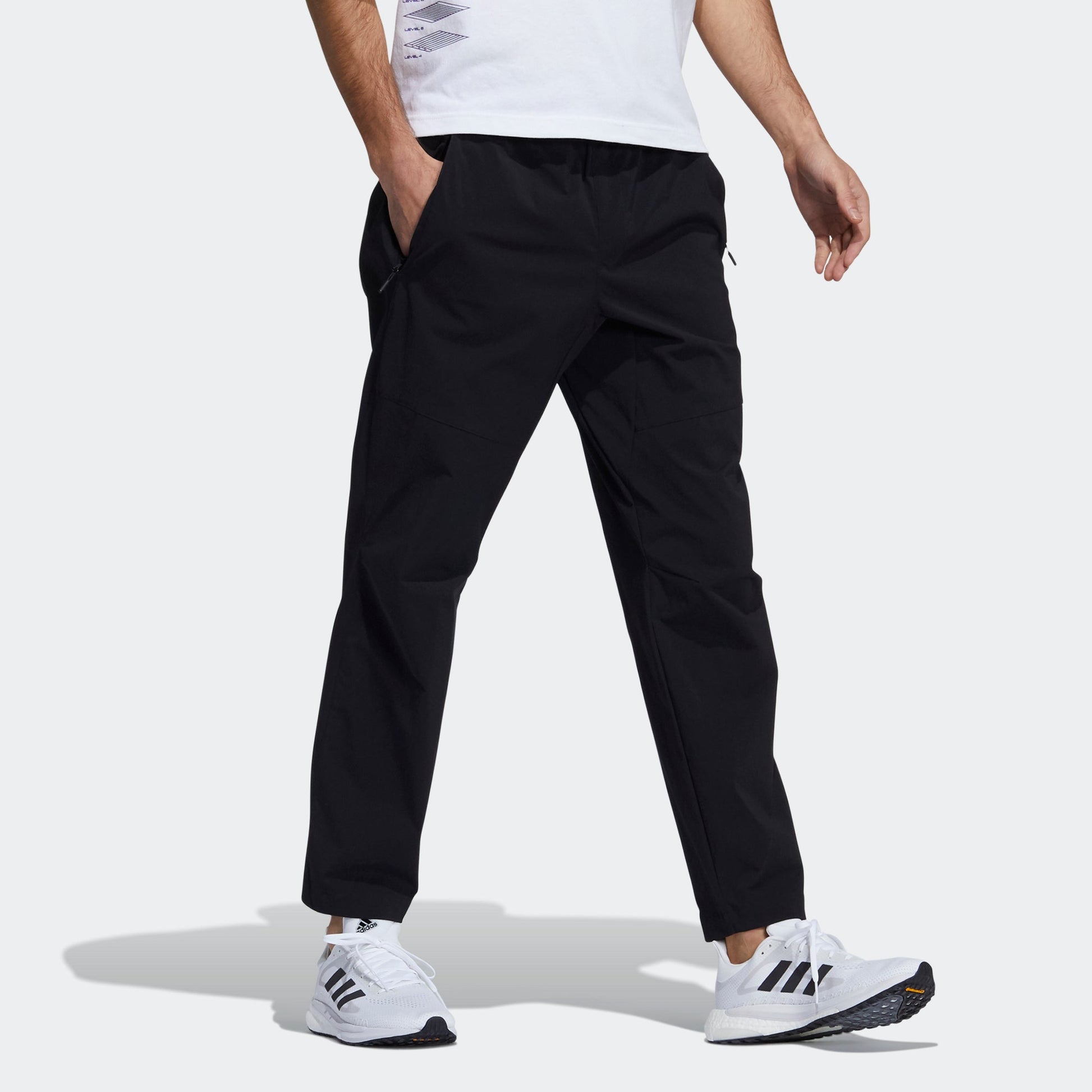 adidas Th Wv Pkt Pnt Slim Fit Solid Color Sports Long Pants Black H40197