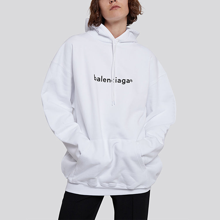 (WMNS) Balenciaga Logo Printing Hoodie White 578135TIV559040