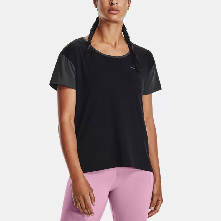 (WMNS) Under Armour Rush Energy Casual Training Sports Short Sleeve Black 1365735-001