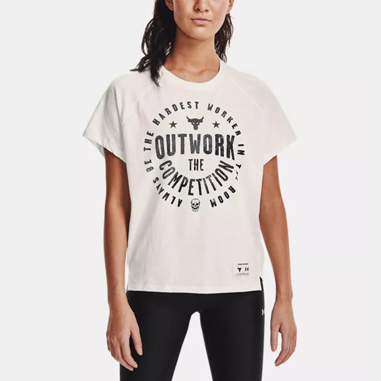 (WMNS) Under Armour Project Rock Outwork Printing White 1361062-112
