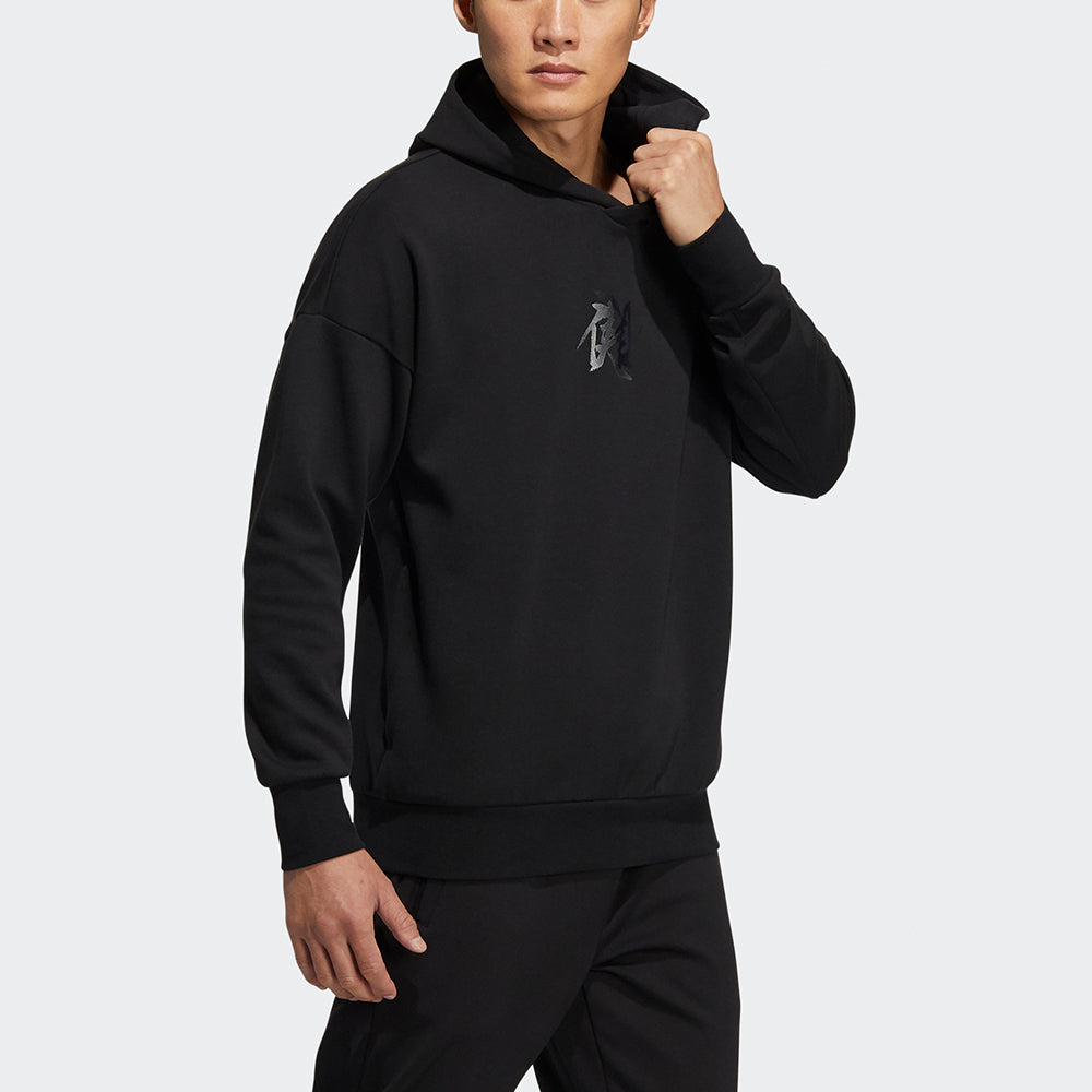 Men's adidas Wj Swt Hood Martial Arts Series Printing Sports Black HE5115