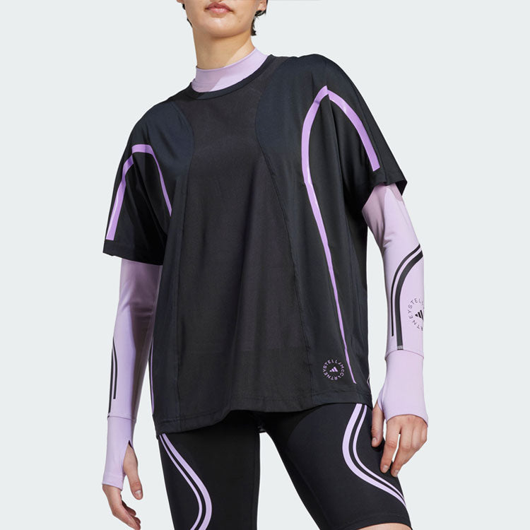 (WMNS) adidas By Stella Mccartney Truepace Running Loose Short Sleeve T-shirt 'Black Purple' II3236