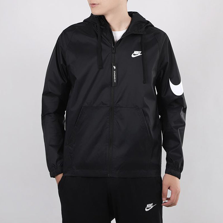 Nike Sportswear Swoosh Full-length zipper Cardigan Hooded Jacket Black CJ5640-010