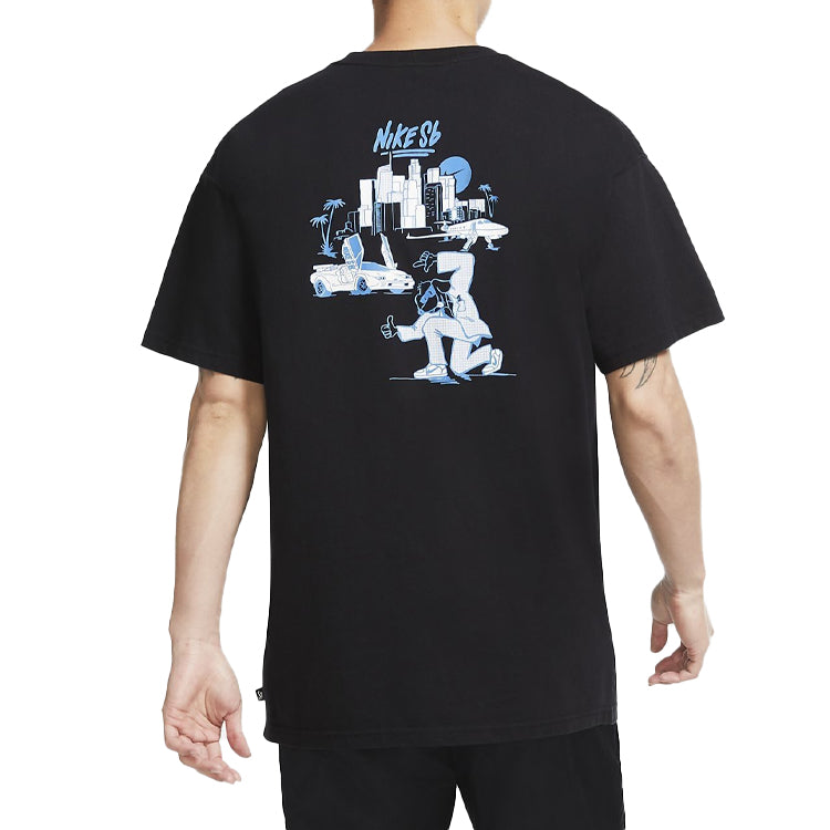 Nike Back Printing Skateboard Short Sleeve Black CW1479-010