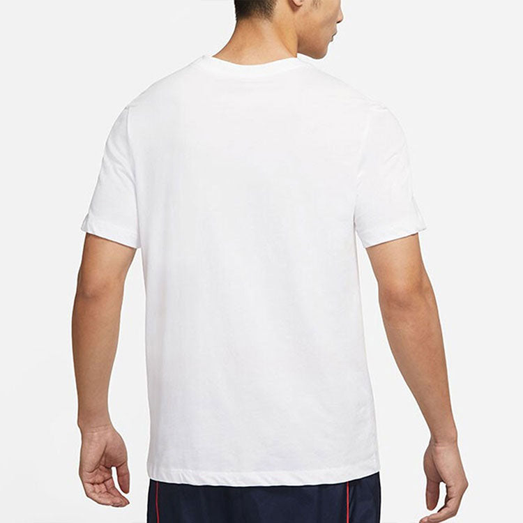 Men's Nike Flowers Large Logo Casual Sports Solid Color Round Neck Short Sleeve White T-Shirt DV1215-100