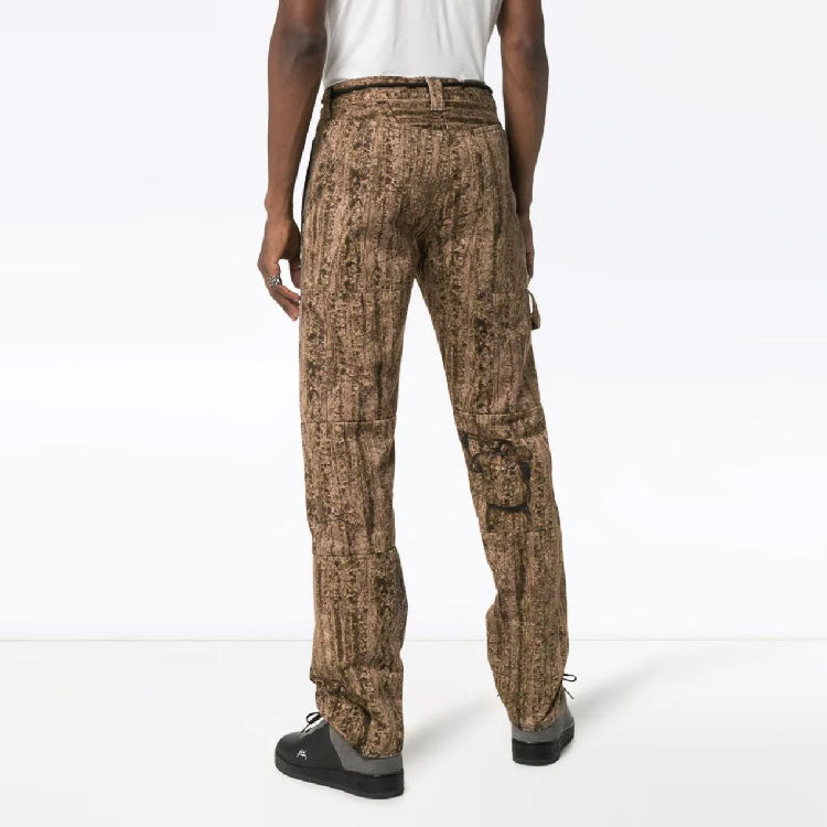 Men's Off-White Logo Label Camouflage Sports Pants/Trousers/Joggers Slim Fit Beige OMCF005S19D050189900