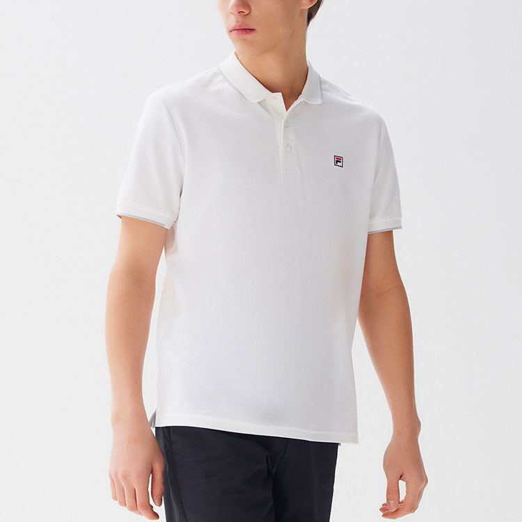 FILA Logo Embroidery Casual Short Sleeve PoloShirt Men's White F11M128116F-WT
