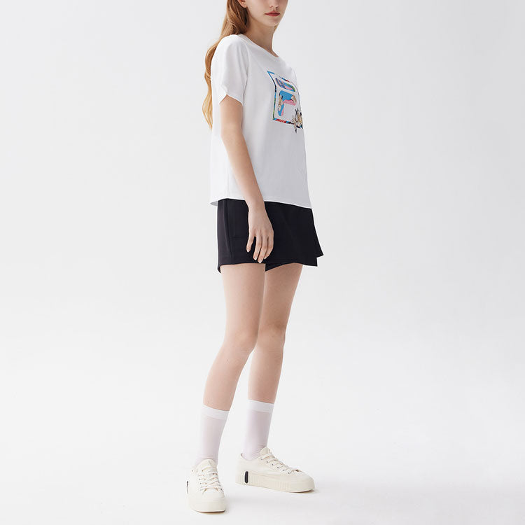 (WMNS) FILA Pure Cotton Round Neck Sports Short Sleeve White F11W128101F-WT