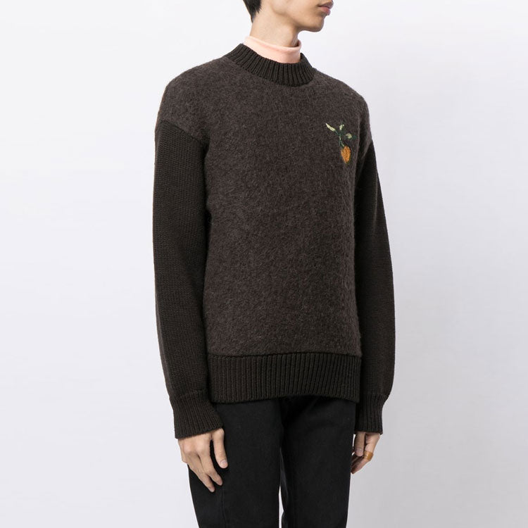 Off-White SS21 Round Neck Embroidered Brown OMHE057F20KNI0016018