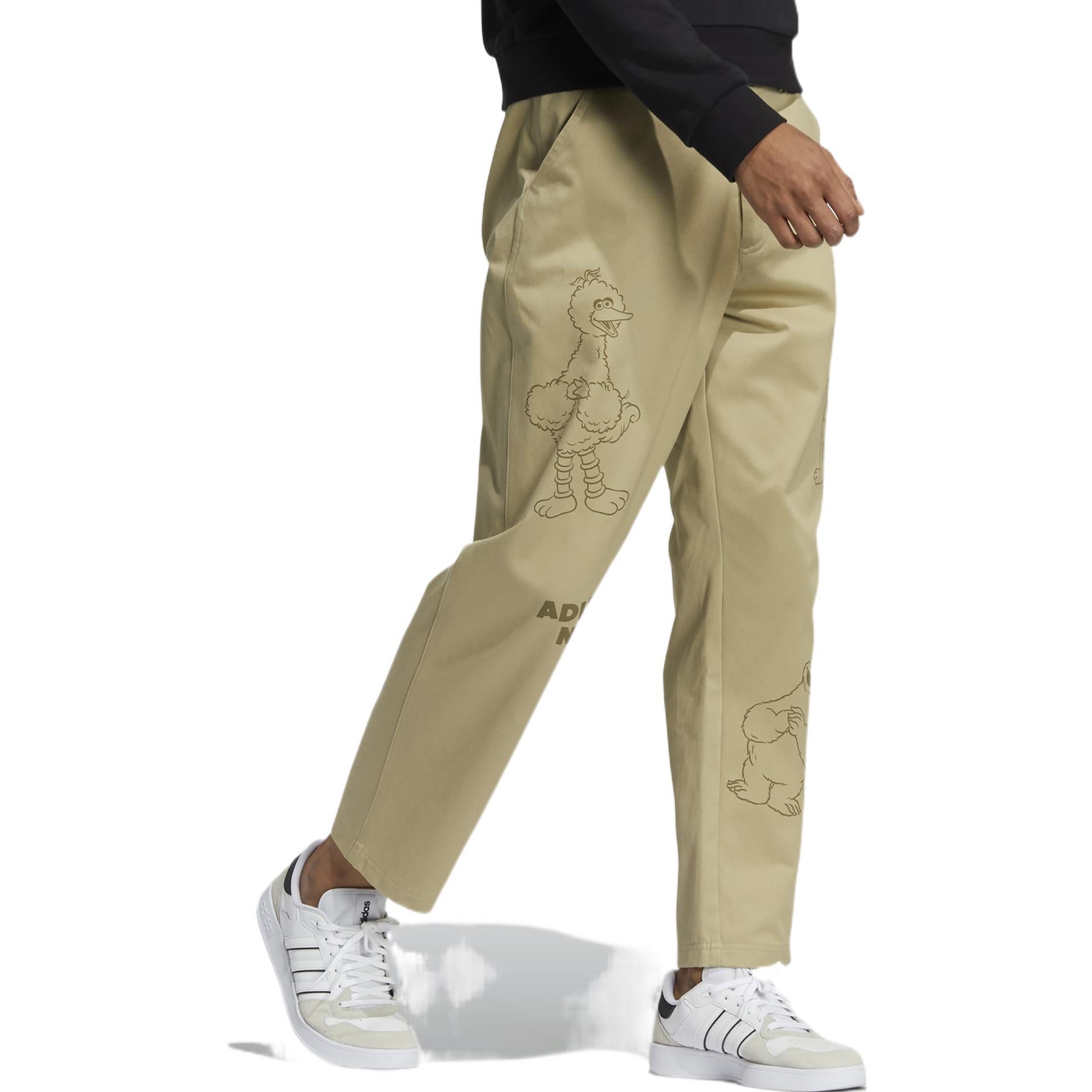 Men's adidas neo x SESAME STREET Crossover Printing Casual Sports Pants/Trousers/Joggers Brown HD3487