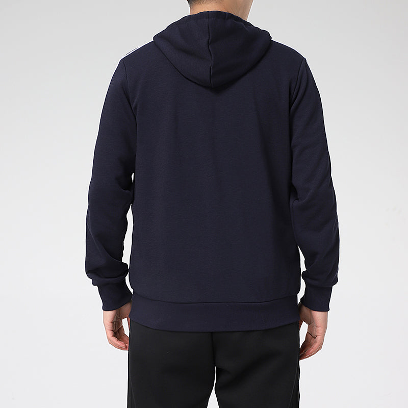 adidas M 3S FT FZ HD Knit Hooded Jacket Blue GK9033