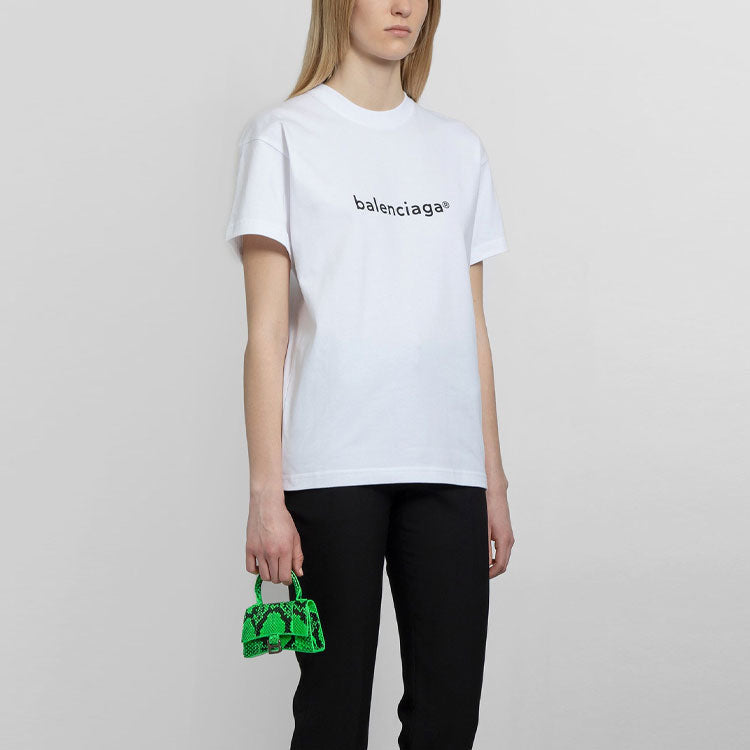 Balenciaga SS21 Casual Alphabet Logo Printing Large Short Sleeve White 612965TIV549040