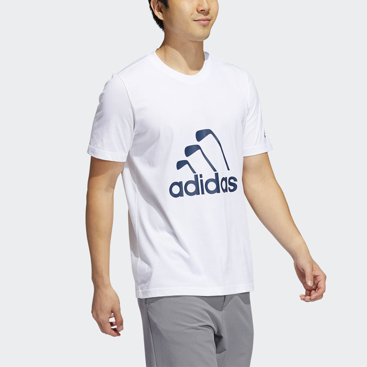 Men's adidas Golf Sports Printing Short Sleeve White T-Shirt GR3126