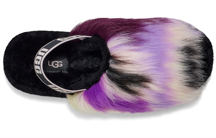 (WMNS) UGG Fluff Yeah Slide Tie Dye 'Black White Purple' 1117326-MGNL