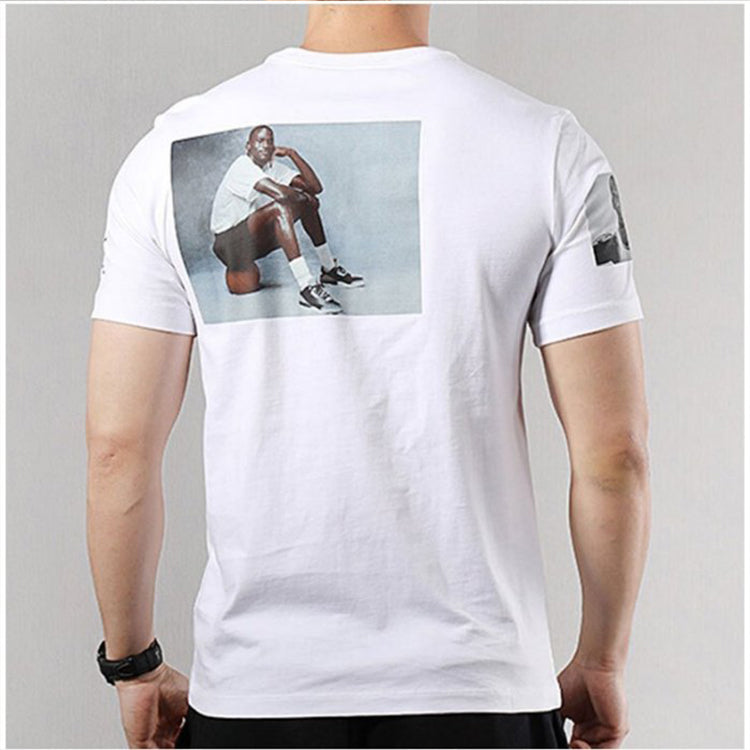Air Jordan Round Neck Printing Pattern Casual Sports Basketball Short Sleeve White AO0646-100