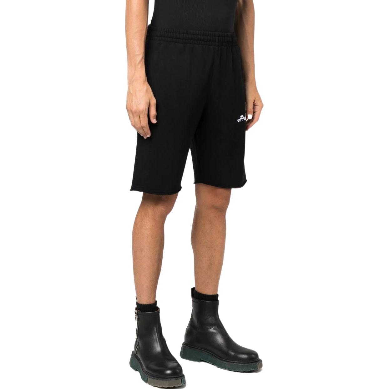 Men's Off-White FW22 Solid Color Logo Printing Straight Sports Shorts Ordinary Version Black OMCI006F22FLE0031001