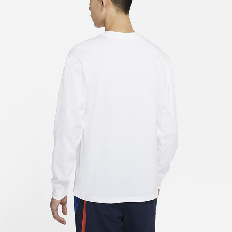 Nike Lebron Embroidered Pattern Round Neck Long Sleeves Basketball White DB6187-100