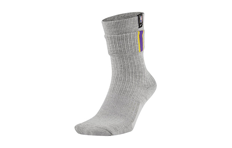 Nike Courtside Los Angeles Lakers Soft Knit Sports Socks Couple Style One Pair dark grey Gray CK6901-063