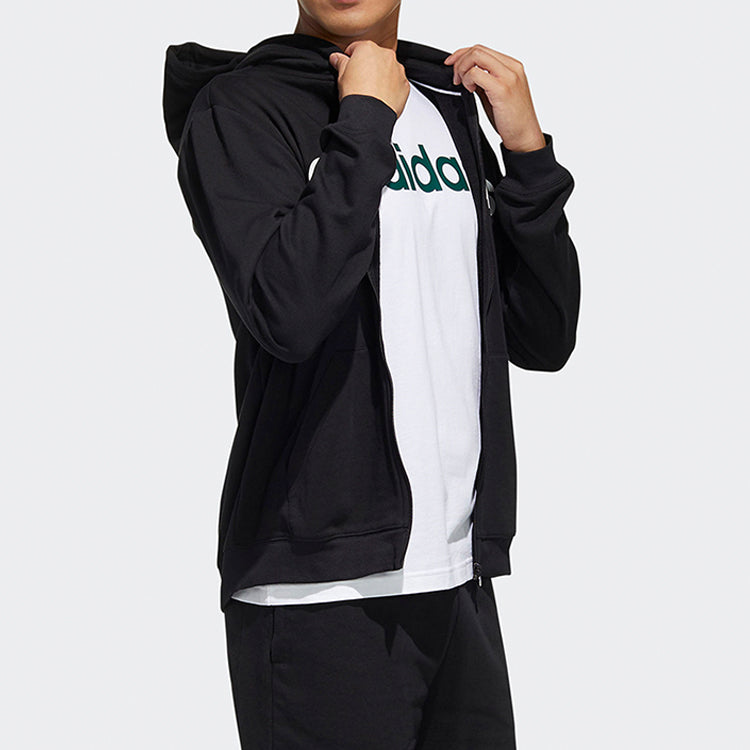 adidas Neo Sportswear Pullover Hoodie 'Black White' FP7434