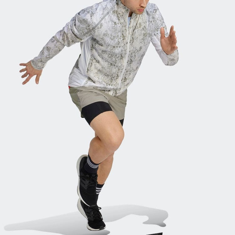 adidas Allover Print Marathon Jacket 'White Aluminium' IC7597