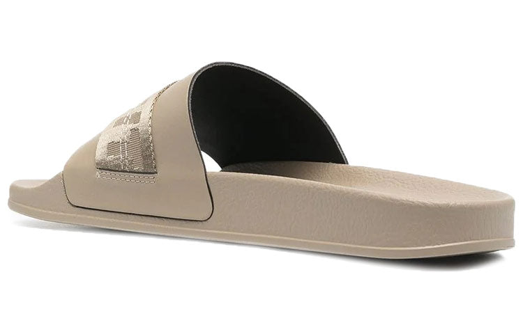 Off-White Logo Khaki Slippers OMIC001R21MAT0021761