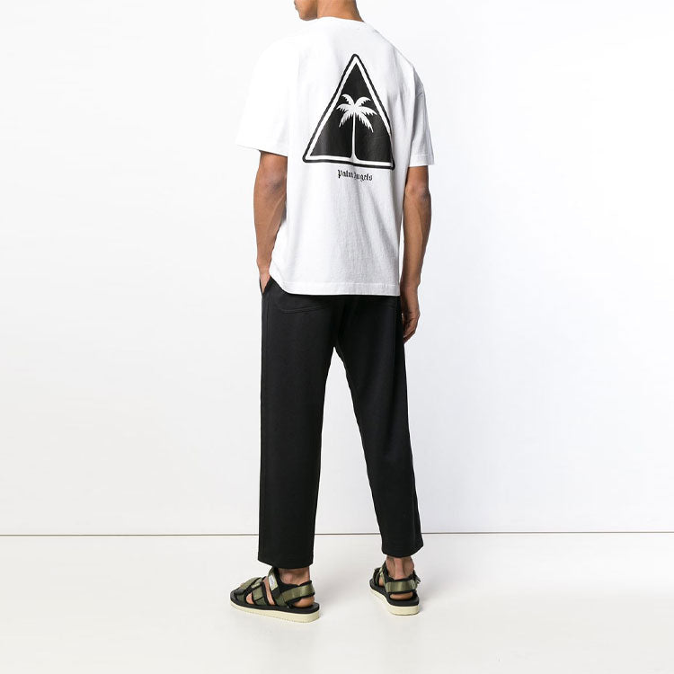 Men's PALM ANGELS Round Neck Short Sleeve White PMAA001S194130110110