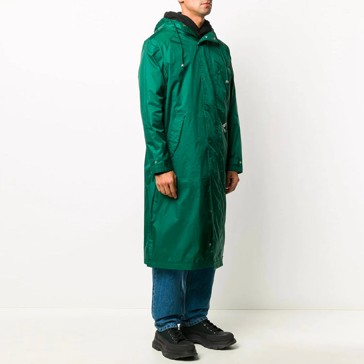 Men's KENZO XLong Windbreaker Hooded Jacket Green FA65OU5601NJ-56