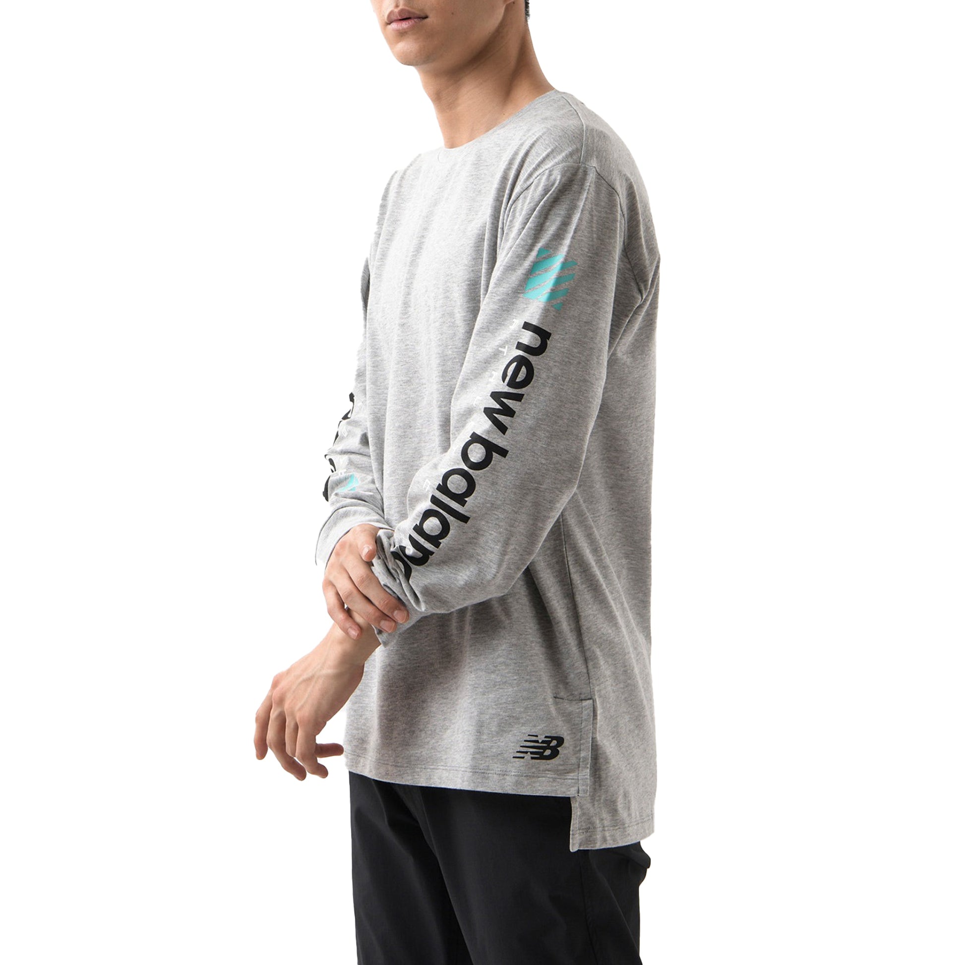 New Balance R.W.T. Graphic Long Sleeve Heathertech Tee Men's Grey AMT03063-AG