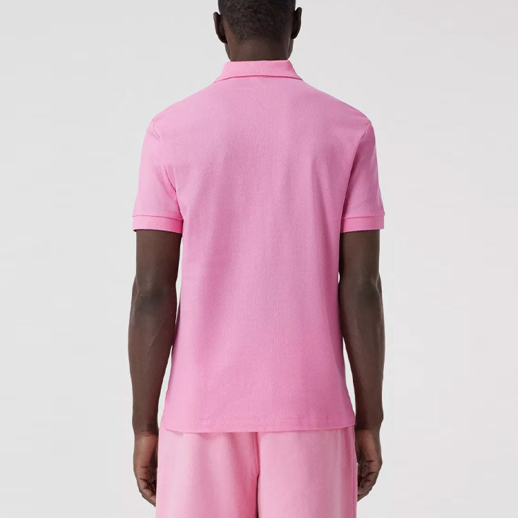 Men's Burberry SS21 Logo Mesh Cotton Short Sleeve Polo Shirt Pink 80427561