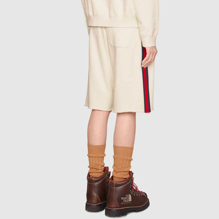 Men's Gucci x THE NORTH FACE Crossover Webbing Printing Cotton Shorts Ivory 651727-XJDIP-9756