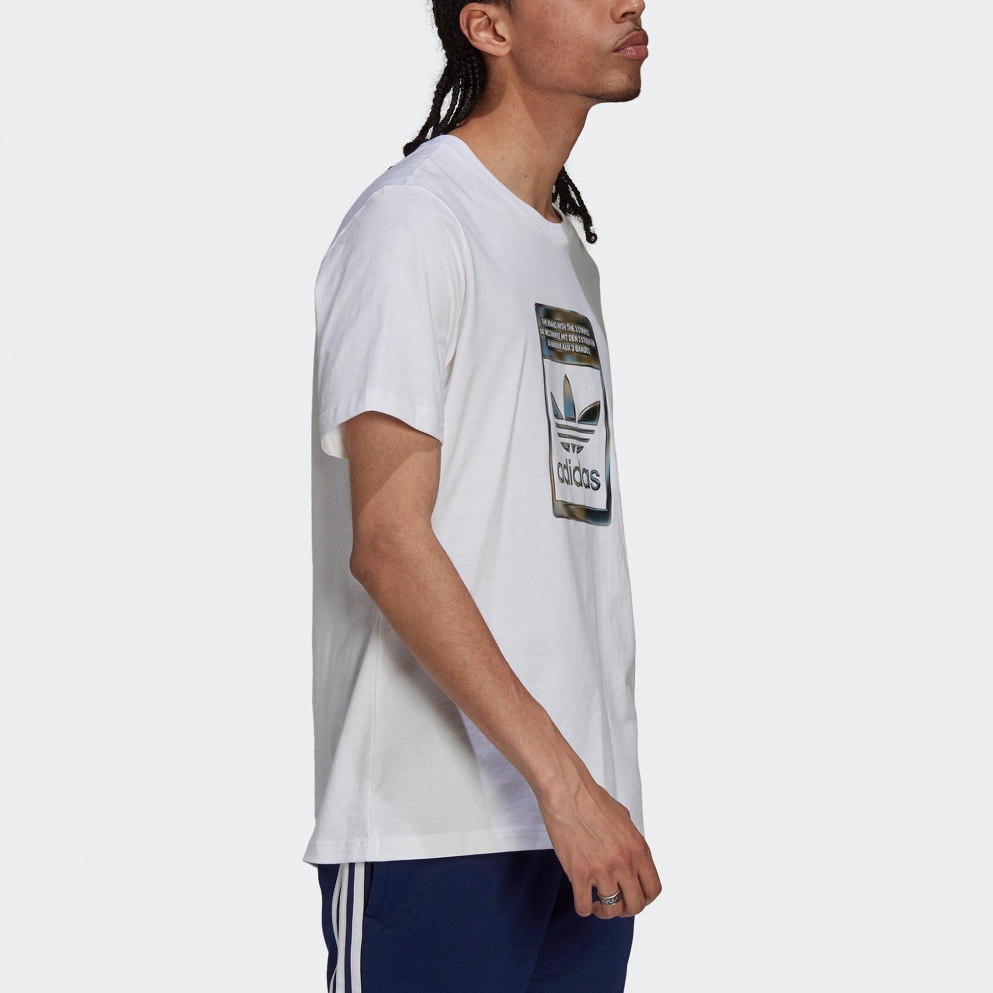 adidas originals Camo Infill Tee Retro Logo Sports Round Neck Short Sleeve White H13500