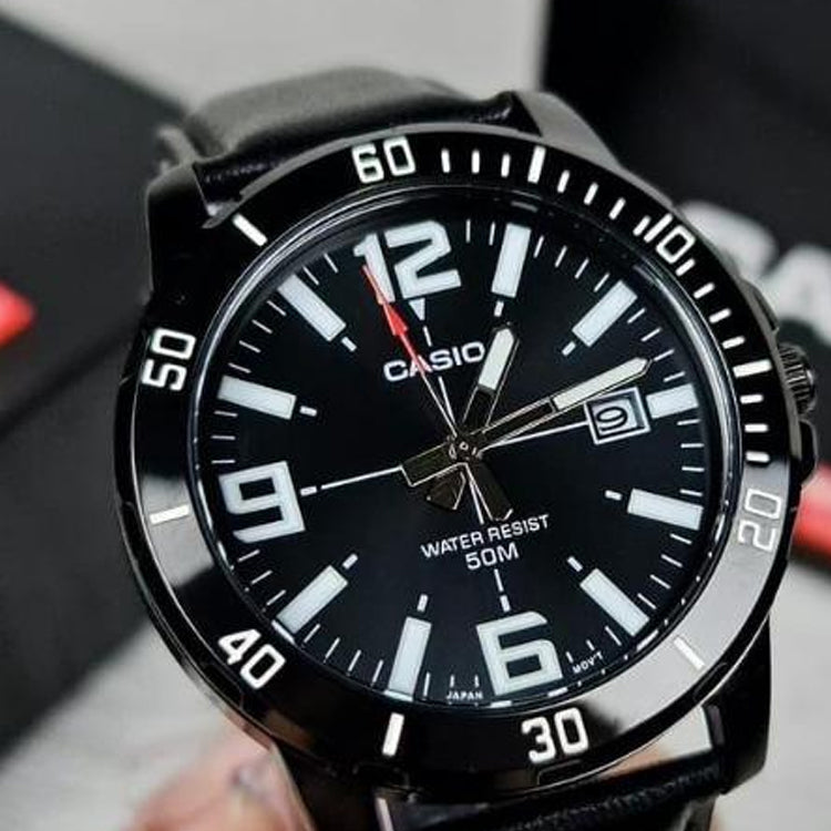 Casio Dress Classic Analog Watch 'Metallic Black White' MTP-VD01B-1BV