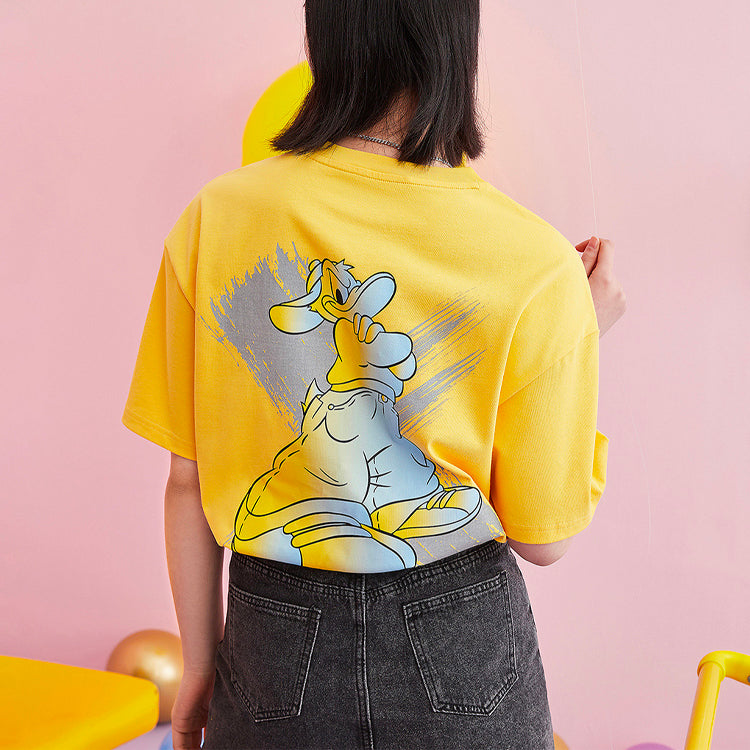 Li-Ning x Disney Crossover Sports Fashion Series Subject Cartoon Printing Loose Sports Short Sleeve Yellow AHSR586-3