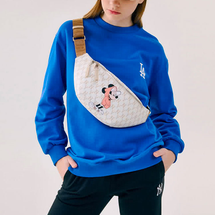 MLB Disney Mickey Crossover Long Sleeves Loose Unisex Blue 31MTK2011-07U