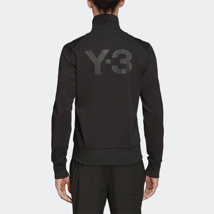 Men's Y-3 Printing Logo Stand Collar Zipper Long Sleeves Jacket Black FN3376