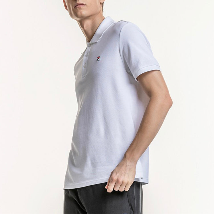FILA Logo Sports Knit Short Sleeve Polo Shirt White F11M918105F-WT