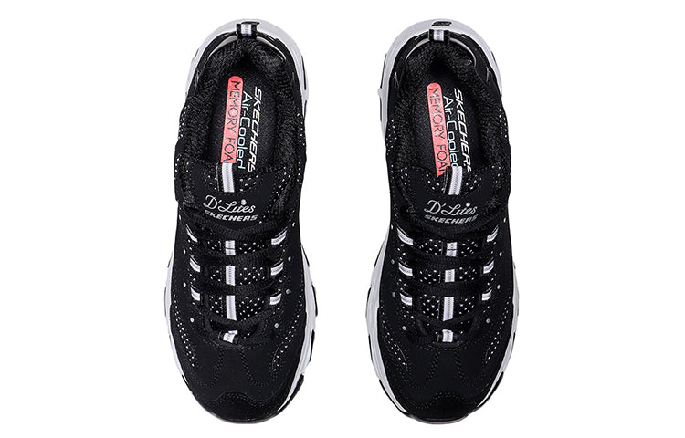 (WMNS) Skechers D'LITES Low-Running Shoes Black 13142-BKW