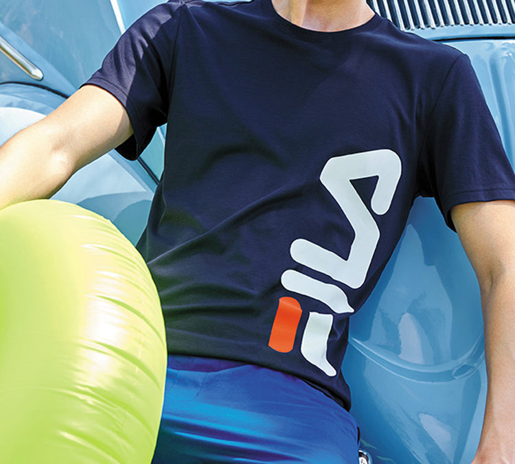 FILA Alphabet Knit Round Neck Casual Sports Short Sleeve Blue F11M028163F-NV