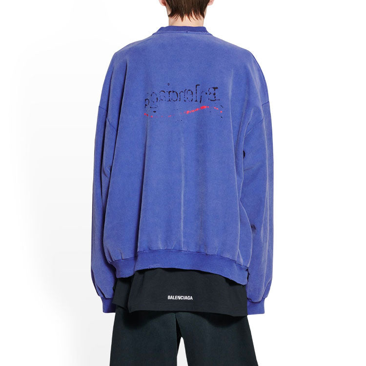 Balenciaga Hand-Drawn Political Campaign Oversized Sweatshirt 'Blue' 720428TNVE84119