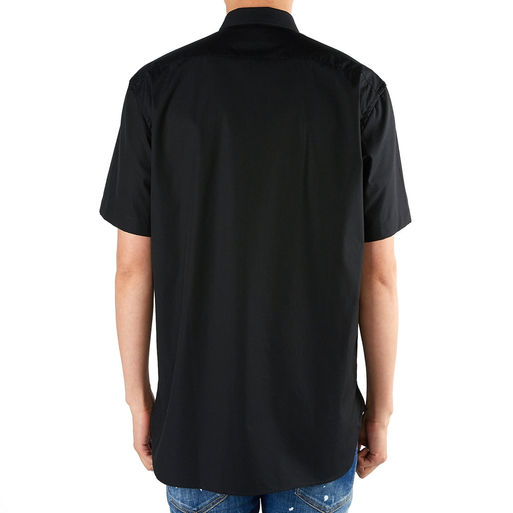 Burberry SS21 Knight Embroidered Short Sleeve Shirt For Men Black 80030791