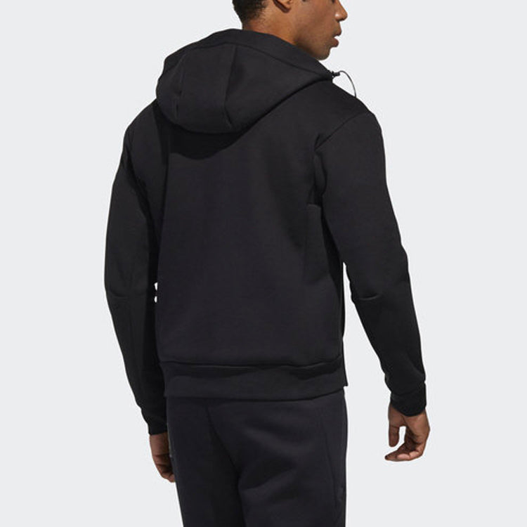 adidas Tech Heavy Track Top Fab Sports Windproof Hooded Jacket Black GF4027