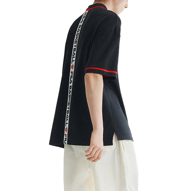 FILA FUSION Alphabet Logo Printing Short Sleeve Polo Shirt Black T11M022105F-BK