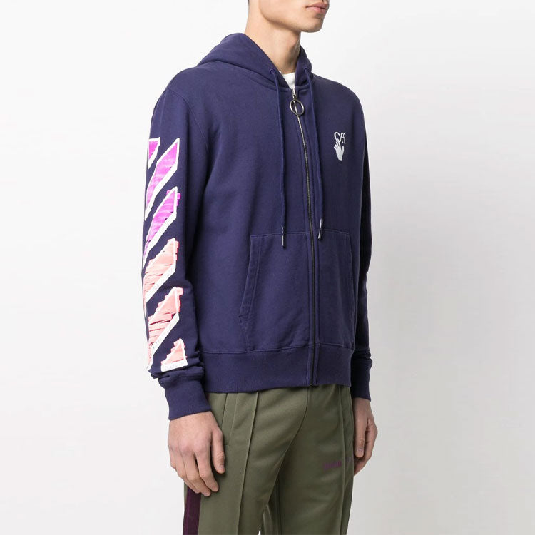 Men's Off-White SS21 Casual Zipper Ordinary Version Blue OMBE001R21FLE0024632