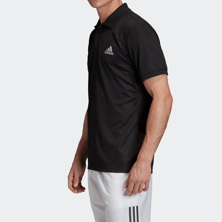 adidas Tennis Sports lapel Polo Shirt Black FK0743