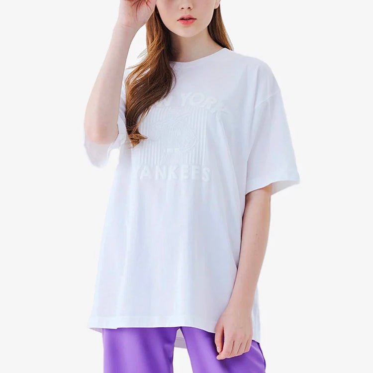 MLB Large Alphabet Printing Round Neck Short Sleeve Unisex White 31TSC5031-50W