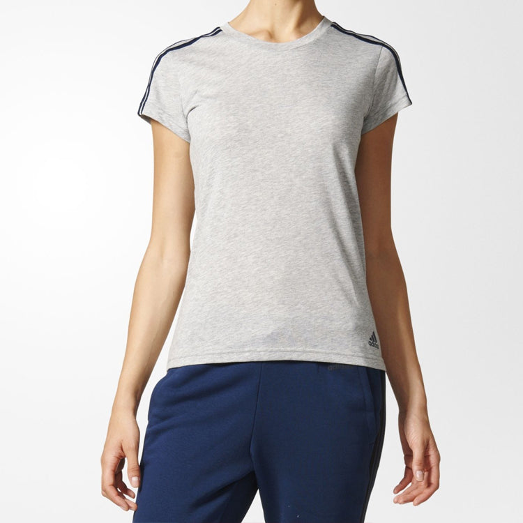 (WMNS) adidas Blue Stripe Short Sleeve Gray S97186
