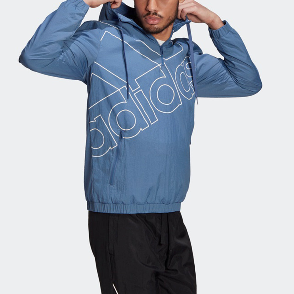 adidas M Favs Q1 Wb Half Zipper Pullover hooded Training Sports Jacket Deep Blue GK9443